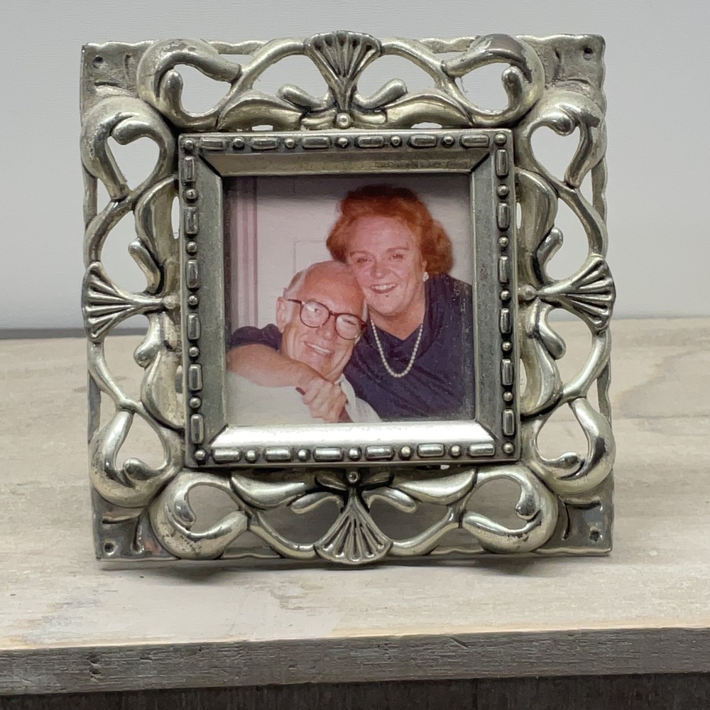 Godinger Silver Art Co Ornate Scroll Shell Miniature 3.5x3.5 Picture Frame